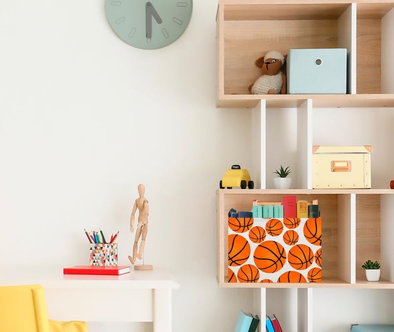 CLOCOR Rectangular Basketball Print Storage Basket Empty,Gift Basket,Books Box,Room Decor(Basketball) - Image 4